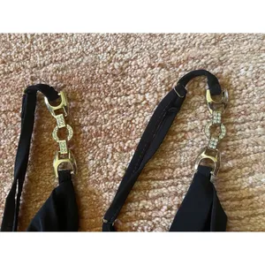 Black Cowl Neck Bodycon Dress with Rhinestone Chain Straps, Size S thumbnail 3