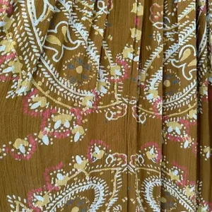 Free People Brown green hippie babydoll peasant dress balloon sleeves S #1993 thumbnail 11