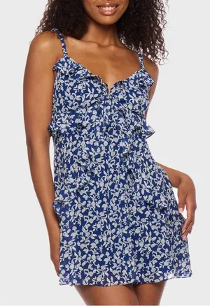 NWT B Darlin Navy Blue Juniors' Cascading Ruffle Mini Dress Size 15/16 thumbnail 1