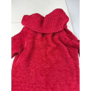 Cato‎ Red Fuzzy Cowl Neck Long Sleeve Tunic Sweater Top Women's Size L thumbnail 3