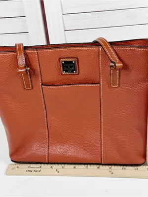 Dooney & Bourke Lexington Small Shopper Tote Bag Pebble Leather Carmel Brown thumbnail 10