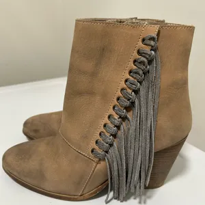 Diba True Jilly Ann Fringe Boots Tan Size 8 thumbnail 2