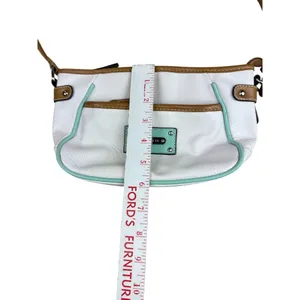 Rosetti Shoulder Bag White Tan Mint Green Vegan Leather Multi Pocket Purse thumbnail 6