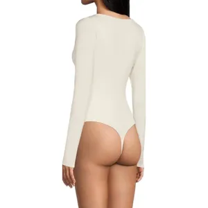 Good American Scoopneck Bodysuit Ivory Stretch Jersey Knit Basics Size 4 XL NWT thumbnail 3