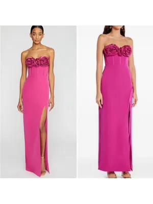 Monique Lhuillier Stella Rosette Strapless Dress thumbnail 5