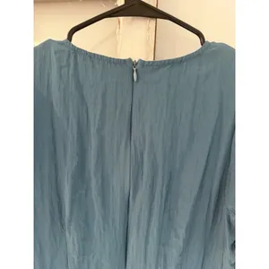 böhme Blue Solid V-Neck Wrap Midi Dress Puff Sleeve Tie Waist Lined Size XS thumbnail 5