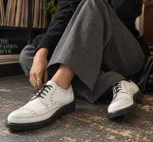 Yohji Yamamoto x George Cox White Leather Brogue Derby Shoes Made in England 8.5 thumbnail 1