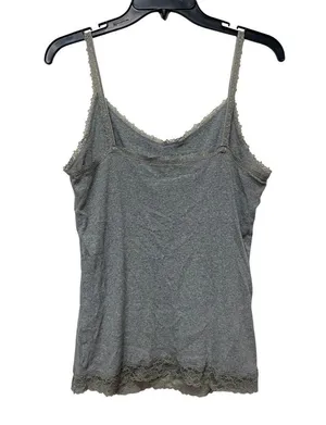 Faded Glory Cami Top Lace Trim Organic Cotton Blend Gray Tank Top Large Milkmaid thumbnail 6