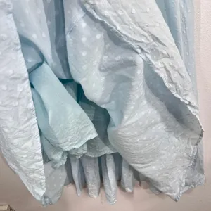 R.Vivimos Swiss Dot Smocked Maxi Dress Size Medium M‎ Light Blue Off Shoulder thumbnail 5