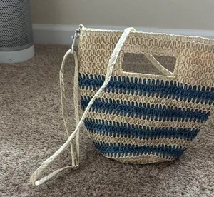 Blue and Tan Woven Women's Bag thumbnail 4