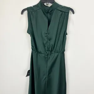 Lulus Classic Elegance Green Satin Sleeveless Mock Neck Maxi Dress Medium NWT thumbnail 11