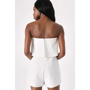 Lulus Power of Love White Strapless Romper Party Classy Elegant Engagement Sz S thumbnail 2