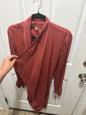 Gianni Bini Cinnamon French Twist Open Front Drape Long Trench Jacket thumbnail 5