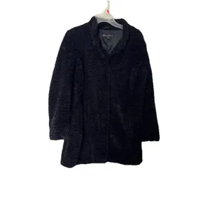 Kenneth Cole New York faux fur Teddy coat snaps closure size M Black thumbnail 4