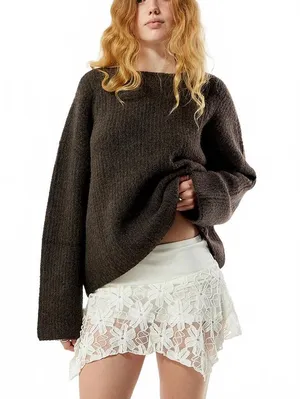 Pacsun Your Favorite Asymmetrical Floral Mini Skort NWT Cream Medium thumbnail 3