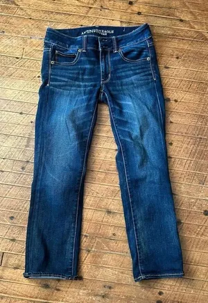 American Eagle Artist Crop stretch dark wash jeans thumbnail 1
