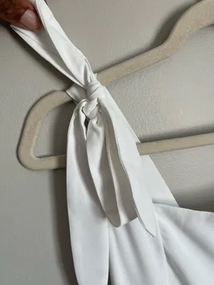 ANRABESS | White Tie-Shoulder Maxi Dress Sz M thumbnail 3