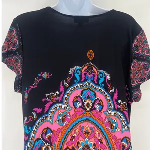 Snap Y2K Babydoll Dress Sz L Medallion Boho Festival Hippie Retro Stretchy Artsy thumbnail 7