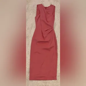 NEW Reiss Imogen Sleeveless Ruched Tailored Sheath MIDI Dress 0 Pink thumbnail 4