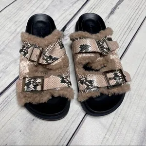 Aerosoles Olivia Snakeskin Platform Sandals Women’s Size‎ 6 Fur Lined thumbnail 2
