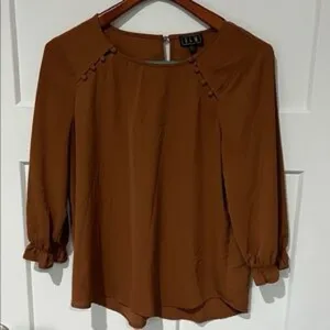 Women's Brown Blouse with Button Accents Large thumbnail 2