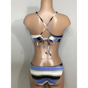 New. PILYQ blue stripe bikini set. L-top/S-bottom thumbnail 5
