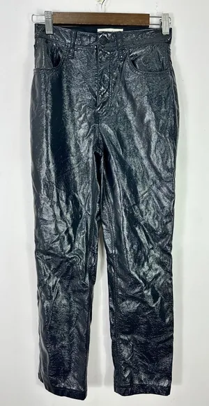 Abercrombie & Fitch The 90s‎ Straight Ultra High Rise Black Faux Vegan Leather 0 thumbnail 1