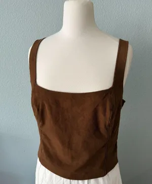Abercrombie & Fitch Fuax Suede Squareneck Tank Size Large thumbnail 1