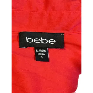 Bebe Belted Shirt Dress Womens Small Red Utility Mini Roll Tab Sleeve‎ Vibrant thumbnail 7