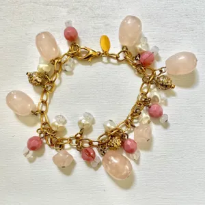 Premier Designs gold tone pink beaded bracelet thumbnail 1