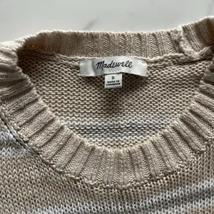 Madewell Linen Drop-Shoulder Sweater Heather Oat Multi Stripe Size Small Coastal thumbnail 3