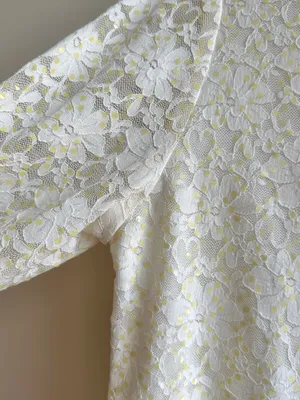 TEDDI Long Sleeve Floral Lace Sequin Blouse, White/Yellow, Size Small thumbnail 5