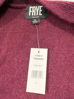 Frye Burgundy Open-Front Cardigan with Cream Geometric Trim Size XL thumbnail 7