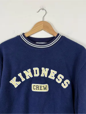 THE MAYFAIR GROUP kindness crewneck teddy fitted crewneck in blue thumbnail 6