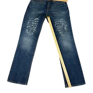 Levi's Distressed‎ Straight Leg Jeans with Artistic Ripped Detail Medium Wash thumbnail 3