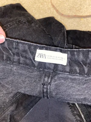 Zara High Rise Black Denim Jean Shorts 6 thumbnail 7