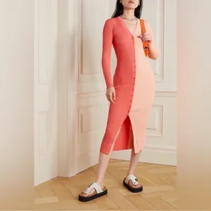 NEW Staud Shoko Long sleeve ribbed Sweater midi Dress Sz S thumbnail 4