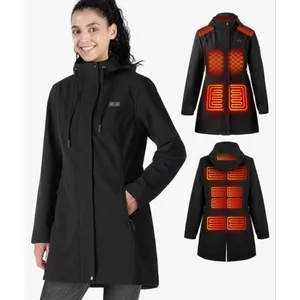 NEW Mid Length 15 Heat Zones Heated Pockets Hood Jacket Coat 2X thumbnail 2