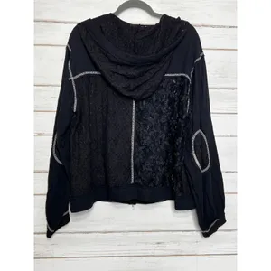 POL Black Lace Mixed Media Utility 2 Piece Matching Set Jacket Pants Small thumbnail 5
