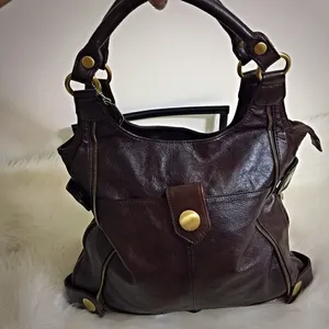 Unzip to expand! ACP High End Chocolate Brown Genuine‎ Leather Bag! thumbnail 3