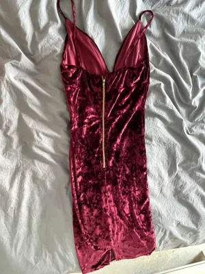 Velvet Midi Dress Red Size XS thumbnail 5