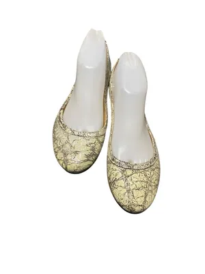 Frye Carson Metallic Cracked Ballet Leather Flats Size 8:5 thumbnail 3