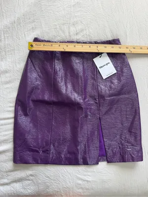 Showpo. Shimmery Purple Faux Leather‎ Mini Skirt thumbnail 5