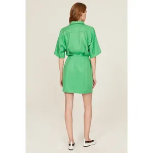 THAKOON COLLECTIVE Green Twill Short Sleeve Shirt Button Front Mini Dress Size 6 thumbnail 2
