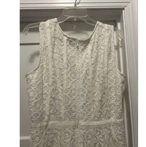 Women’s Size 18 W White Midi Dress Sleeveless Lace Overlay Shark tail Hem Bride thumbnail 5