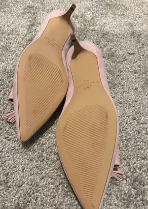 Baby Opal Blush Pink Leather Suede Tassel Bow Kitten Heel Loafer Mule thumbnail 6