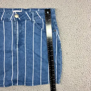 Altar'd State Denim Mini Skirt Women M Blue White Vertical Stripe Boho‎ Coastal thumbnail 5