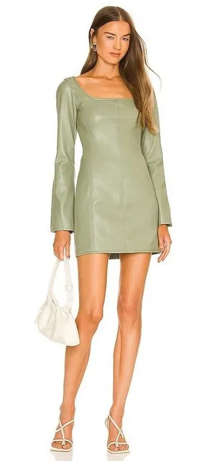 Alexis Vanna Green Faux Leather Mini Dress Size‎ Medium thumbnail 1
