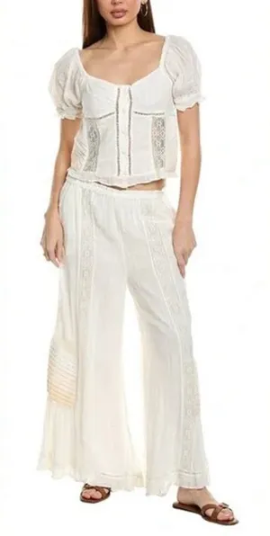Free People Bali Alana Top and Pant Cloud Dancer Combo Set in size XL. thumbnail 1