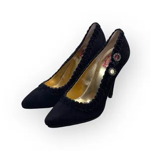 new Hale Bob ☀︎︎ Crystal Cut Out Embellished Pump Heel ☀︎︎ Black Suede ☀︎︎ 6.5M thumbnail 8